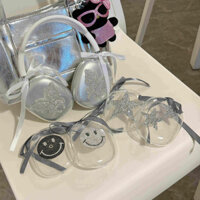 Trong Suốt Kim Cương Giả Bướm Mặt Cười Cho Apple AirPods max Vỏ Bảo Vệ Mũ Tai Nghe TPU Mềm Dễ Thương AirPods max ladylike Bảo Vệ