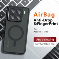 Trong Suốt Matte Túi Khí Từ Tính Dành Cho Xiaomi 15 Redmi Note 13 14 Pro Vỏ Da Mờ PC TPU Mềm Chống Rơi Vỏ