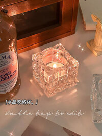 Trong Suốt Pha Lê Trong Suốt Thủy Tinh Đá Viên Nến Đồ Trang Trí Cảm Giác Cao Cấp Châu Âu Retro Đèn Nến Trang Trí Bữa Tối Sắp Xếp Bầu Không Khí Cảm Giác