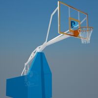 Trụ bóng rổ di động chiều cao cố định. Bảng rổ kính siêu bền: 1525mm*914mm*10mm.