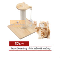 Trụ Cào Móng Có Chuột Đồ Chơi Hình Mèo Đế Vuông 32cm