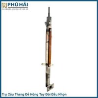Trụ cầu thang đế hông inox 304 tay đôi gỗ sồi 3ly đầu nhọn