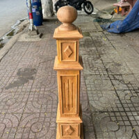 Trụ cầu thang gỗ gỏ đỏ cao cấp hàng đặc