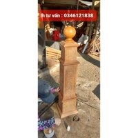 Trụ cầu thang vuông đục phúc lộc thọ gỗ căm xe