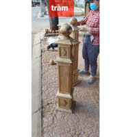 Trụ cầu thang vuông gỗ chàm nguyên khối chạy chỉ