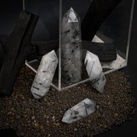 Trụ Đá Black Tourmalinated Quartz - Đá Thanh Tẩy