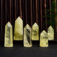 Trụ đá Citrine thach anh Vàng  may mắn, là trụ đá thanh tẩy trong Tarot, Reiki, thiền định, phong thủy (Song An Eco)