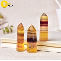 Trụ đá Fluorit vàng nguyên khối size nhỏ trang trí nội thất nhà ở, văn phòng, bàn làm việc Hợp mệnh: Hỏa-Kim- Thổ