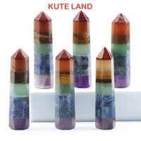 Trụ Đá Phong Thủy Hexagonal 7 Chakra 13x48 mm DA-66