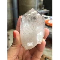 trụ đá thạch anh trắng mài bóng trang trang trí nhà cửa năng lượng cao7cm nặng160gram (3872)