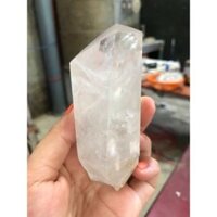 trụ đá thạch anh trắng mài bóng trang trang trí nhà cửa năng lượng cao10,5cm nặng310gram(5294)