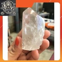 trụ đá thạch anh trắng mài bóng trang trang trí nhà cửa năng lượng cao6,5cm nặng160gram(6937)