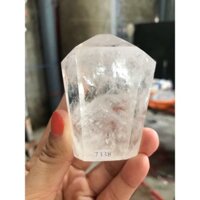 trụ đá thạch anh trắng mài bóng trang trang trí nhà cửa năng lượng cao7cm nặng210gram(7338)