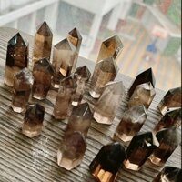 Trụ Smoky quartz màu nâu khói dùng thanh tẩy, reiki, thiền định