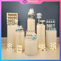 Trụ tròn giấy gấp gọn trang trí sinh nhật bộ đôn tròn giấy gấp gọn để bánh sinh nhật hoa trang trí