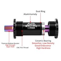 Trục giữa BB cốt vuông cao cấp, bạc đạn gốm ceramic cho xe đạp nhẹ, trớn BB68 119mm-Black-G-5 (Cái)