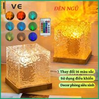 Trực Tuyến Đèn Ngủ Kiểu Ngọn Lửa Xoay đèn led 3D chiếu hình sóng nước cực chill,có điều khiển 16 màu trang trí decor