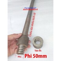 Trục vít me sắt phi 50 mm ren vuông kèm tán óc