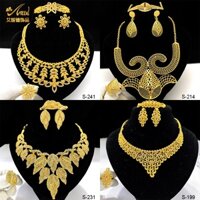 Trung Đông 24K Mạ Vàng Cưới Bộ Trang Sức Ấn Độ Vòng Cổ Nữ Vòng Cổ Bông Tai Trang Sức Bộ Bốn Mảnh