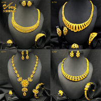 Trung Đông Dibai Trang Sức 2024jewelry Bộ Vòng Cổ Bông Tai Vòng Tay Bộ Nhẫn Vàng 24k