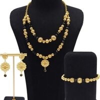 Trung Đông Mạ Vàng 24K Năm Cánh Ngôi Sao Vòng Cổ Bông Tai Vòng Tay Bộ Dubai Cô Dâu Trang Sức Cưới