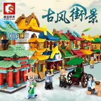Trung Quốc Đường Phố Cổ Series Street View Mua Sắm Phố Mini Khối Xây Dựng Lắp Ráp Lego Tự Làm Các Hạt Nhỏ Đồ Chơi Thông Minh Đồ Chơi Trẻ Em Quà Tặng Quà Tặng