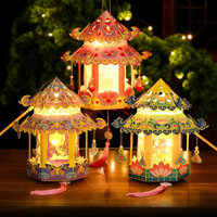 Trung Thu Lễ Hội Đèn Lồng Cung Điện Cổ Điển 2024 Phong Cách Mới Ngọc Thỏ Cung Điện Đèn Lồng Handmade diy Quà Tặng Đèn Lồng Trẻ Em