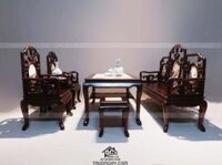Trường kỷ móc mỏ 6 món gỗ gụ bàn to