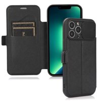 Trượt Bảo Vệ Ống Kính Máy Ảnh Ví Lật Cho iPhone 13 11 12 Pro Max X XR XS Max 7 8 Plus Từ Tính Sang Trọng Bao Da Đựng Thẻ Sách Chống Sốc