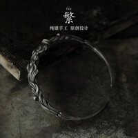 Truyền thống  Vòng tay họa tiết Tangcao Vòng tay bạc Sterling Nam Cao cấp Retro Niche20250209