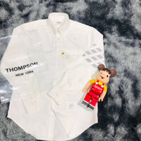 TS - ÁO SƠ MI NAM NỮ TAY DÀI OXFORD THOMPSON TRẮNG, VIỀN 4 SỌC XÁM, ĐỦ TAGS, CỜ SAU GÁY, MENSWEAR WOMENSWEAR SHIRT