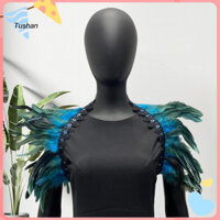 [Ts] Khăn quàng cổ buộc ruy băng thanh lịch Trình diễn sân khấu Khăn choàng lông vũ có thể điều chỉnh Khăn choàng lông vũ ren cho bữa tiệc Cosplay Gothic và biểu diễn sân khấu