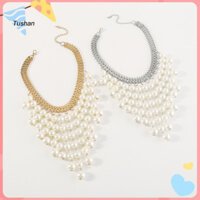 [Ts] Vòng cổ tuyệt đẹp Vòng cổ ngọc trai giả nhiều lớp tinh tế Vòng cổ Choker Vòng cổ hợp kim cổ điển thanh lịch Trang sức cho các bữa tiệc và những dịp đặc biệt cho nàng