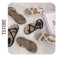 TSTORE Giày sandal nữ quai xỏ ngón phối dây mảnh siêu xinh, đế bằng nhẹ mang êm chân