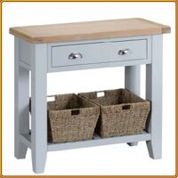 TT-CON - Grey 86cm : Bàn Console Trang Trí + 2 Giỏ Cói Trang Trí ( Xám + Vàng Gỗ )
