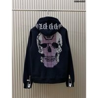 [TT] Hoodie zip nam nữ PP ngực thêu mác da đính logo hãng - Áo Philip mũ Thêu chữ la mã lưng hoạ tiết đầu lâu #Hot