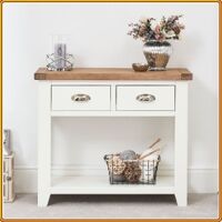 TT-LCON - White 120cm : Bàn Console Trang Trí ( Trắng + Vàng Gỗ )