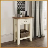 TT-TEL-WH + 01 Rỗ Cói : Tủ 1 Ngăn Kéo - Màu Trắng + Vàng Gỗ