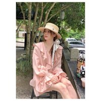 [TT14-HẾT HÀNG] Set áo sơ mi tơ bồng tiểu thư tay phồng cổ bèo kèm chân váy ngắn dáng xòe thanh lịch nhẹ nhàng