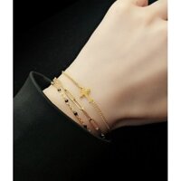 TT5185 - Lắc tay titan 3 dây phối xích chữ thập (màu vàng)- không đen