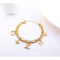 TTN7245 - Lắc tay titan xích dây đôi (màu vàng)