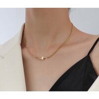 TTN7458 - Dây chuyền titan xích mặt sấm sét (màu vàng)