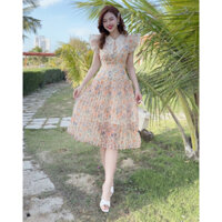 [TTS23]Váy tơ hoa nhí cam dập ly