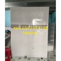 TỦ 4 CÁNH MÀU TRẮNG DÁN CHỈ ĐEN CAO 2M4