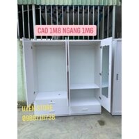 Tủ 4 Cánh Màu Trắng NH03 Nhựa Đài Loan - Kèm Gương Trong