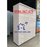 Tủ 4 cánh nhựa đài loan 1m4 x 1m8 màu vân gỗ kem