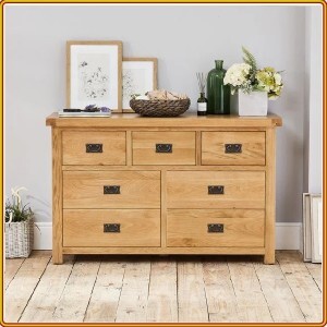 Tủ 7 ngăn kéo ngang Rustic gỗ sồi