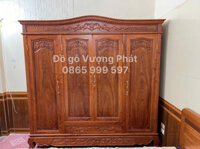 Tủ áo 3 buồng 4 cánh gỗ Hương đá 100% dày dặn chắc chắn Loại 1