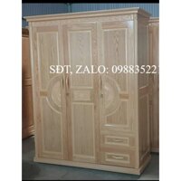 Tủ áo 3 cánh gỗ sồi nga phủ màu tự nhiên 1 M6  ( FREESHIP 60 KM )