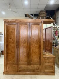 Tủ Áo 3 Cánh Kệ Góc Gương Xoay  Gỗ Hương Xám TT-TA504